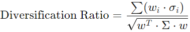 Diversification Ratio Formula in multi-objective portfolio optimization