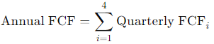 Formula for Annual Free Cash Flows Trailing Twelve Month