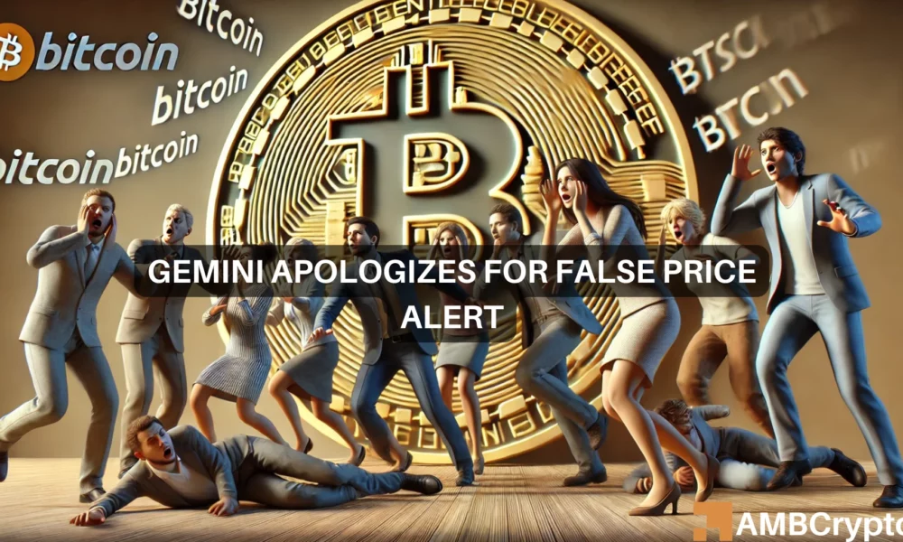 Gemini issues apology for false Bitcoin price alert! Details here